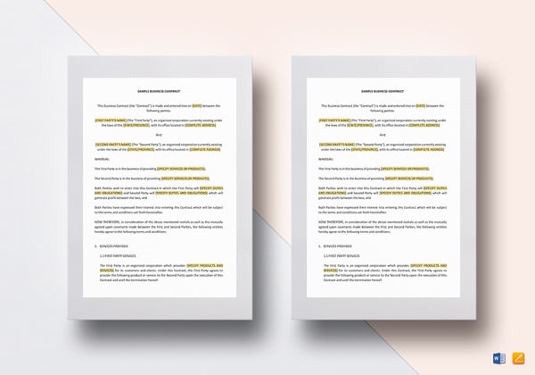 business contract in google docs