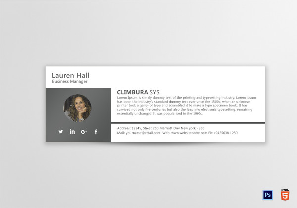 business manager email signature template