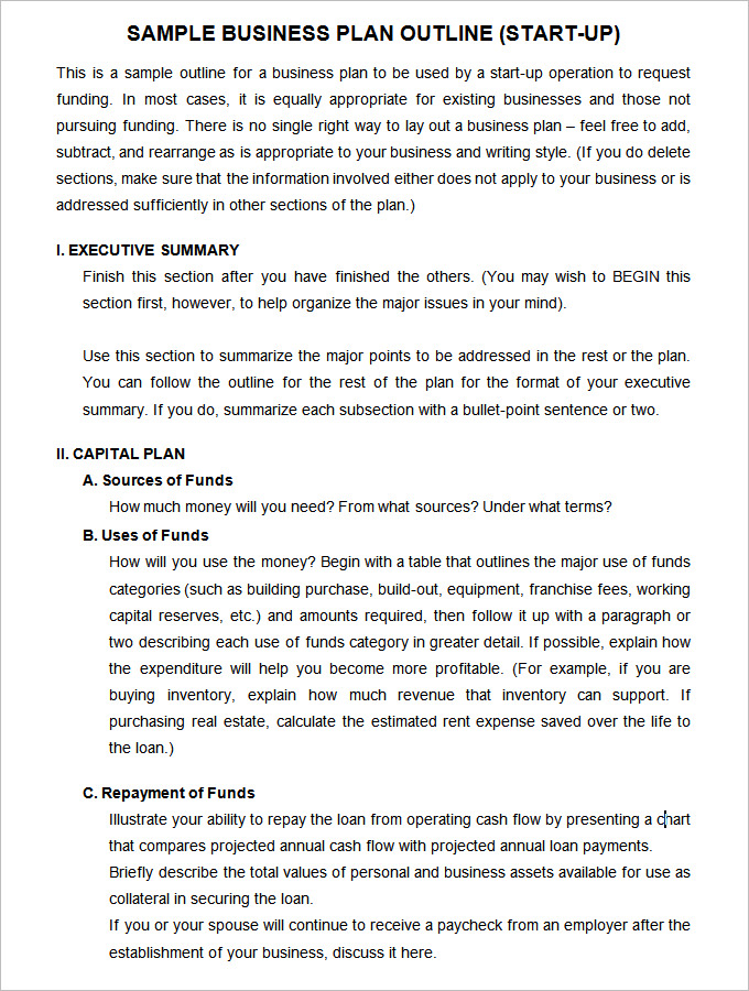 business plan template outline annotated