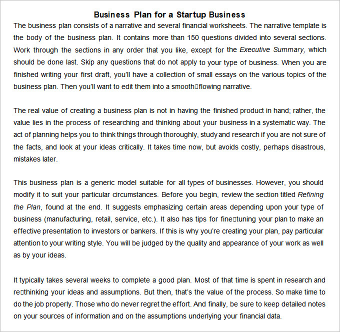 good business plan for a startup