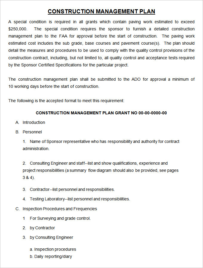 10+ FREE Construction Management Plan Templates