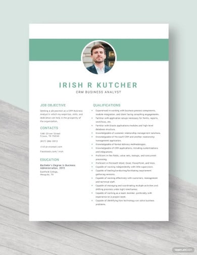 crm business analyst resume template
