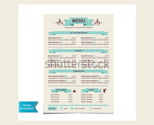 cafe lunch menu template design vector illustration