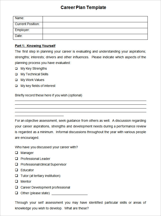 Career Development Plan Template Doc Collection