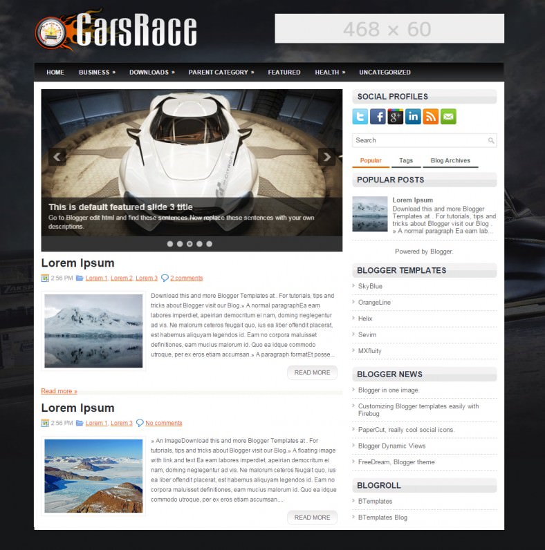 carsrace automobile responsive blogger template 788x