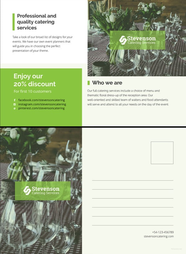 catering business postcard template