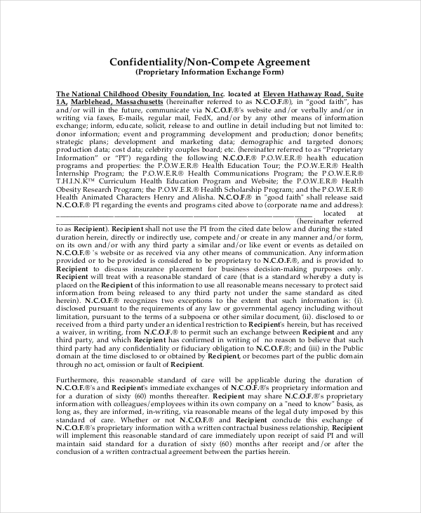 celebrity confidentiality non compete agreement