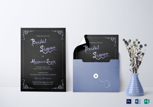 chalkboard bridal shower invitation template