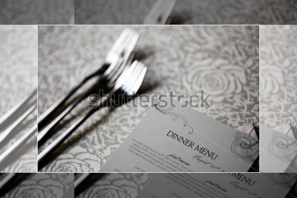 close up shot of a dinner menu on a table template
