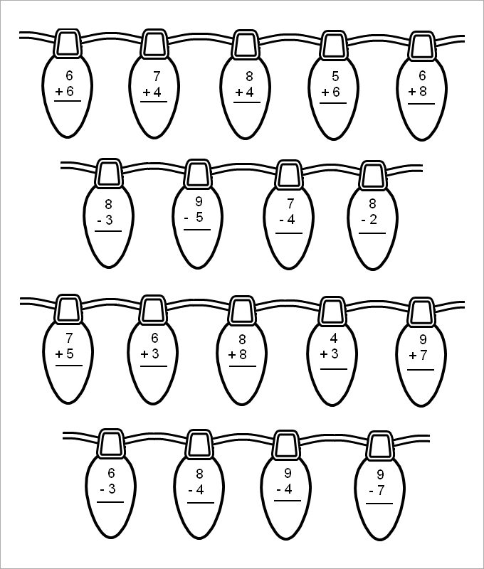 color the bulb addition and subtraction worksheet