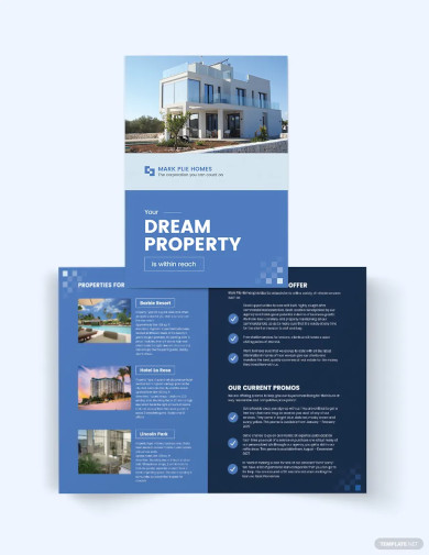 commercial real estate agent agency bi fold brochure template
