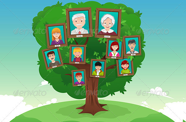 concept of family tree template for kids