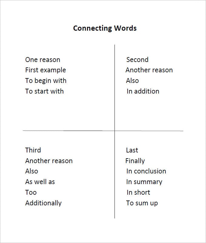 connecting words language art worksheet template