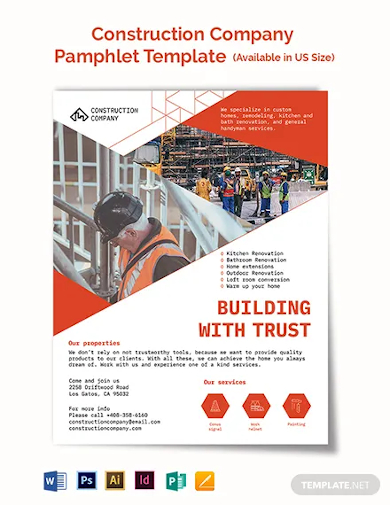 construction company vehicle pamphlet template