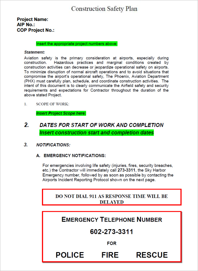 Printable Construction Site Safety Plan Pdf Printable Templates