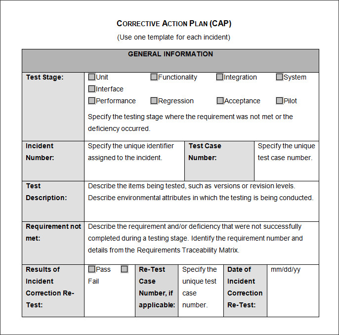 Printable Corrective Action Plan Template Customize And Print