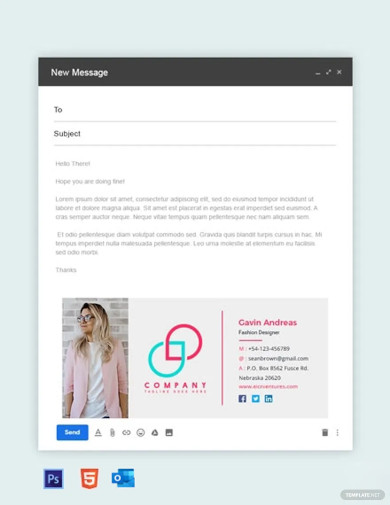 creative fashion designer email signature template