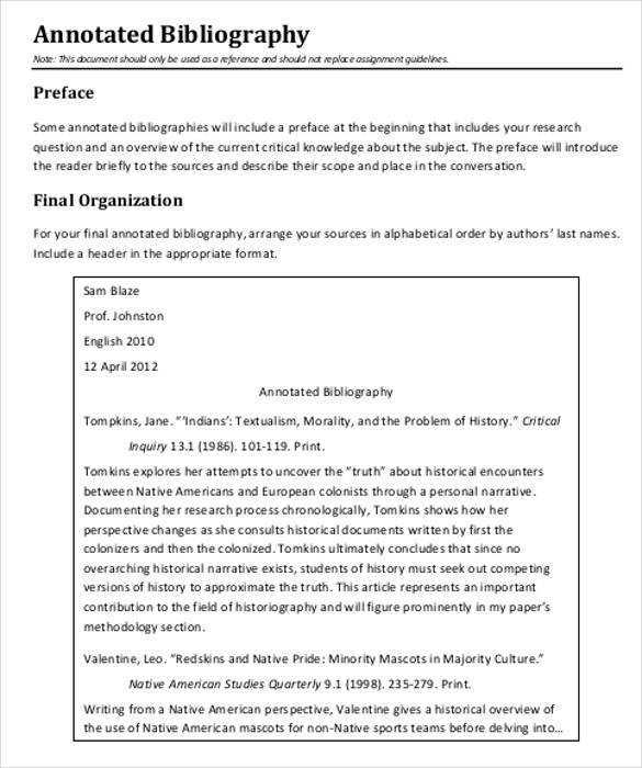 annotated bibliography apa format example