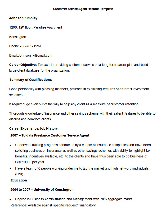 sample resume for non voice call center