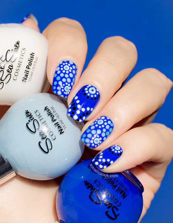 cute blue nail design