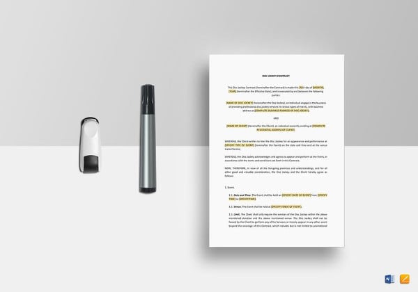 dj contract word template