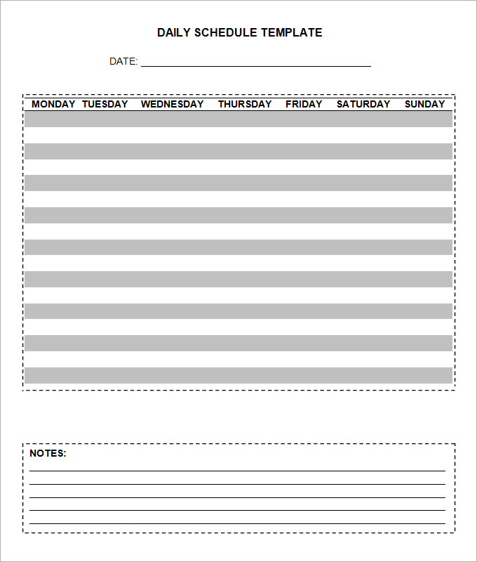 online free word templates for daily schedule