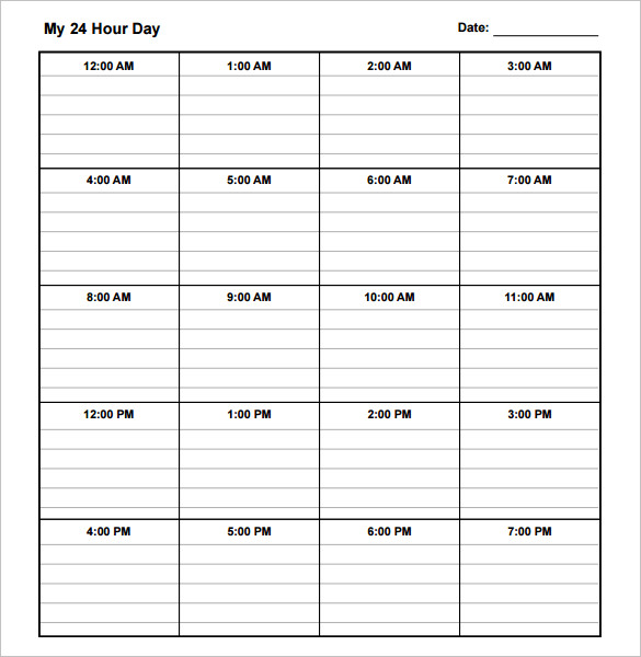 editable daily schedule template