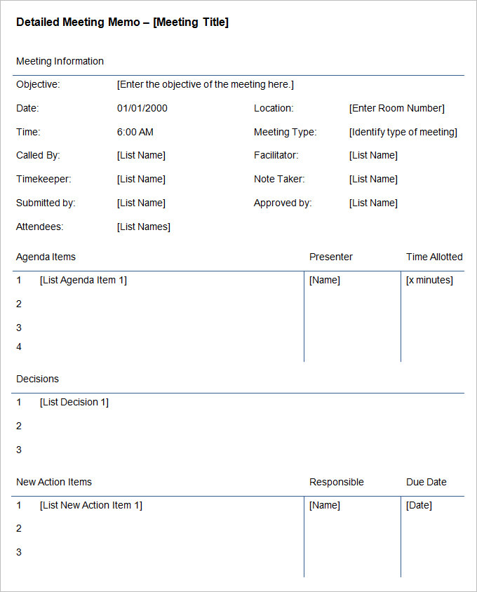 Meeting Memo Template 22+ Word, PDF, Google Docs Documents Download