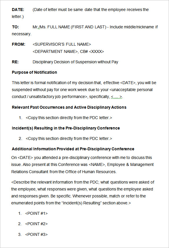 17 FREE Sample Disciplinary Letter Templates Word Apple Pages