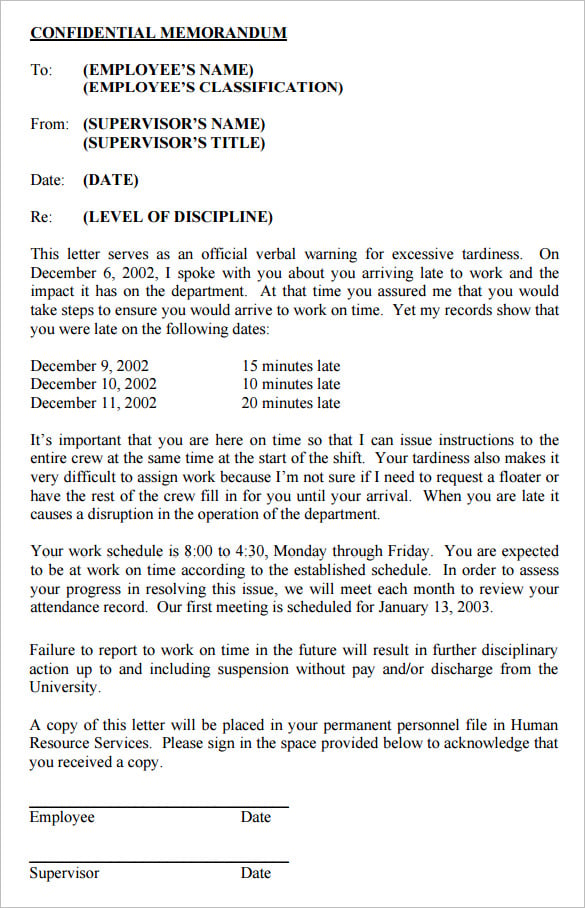 Sample Disciplinary Write Up Letter