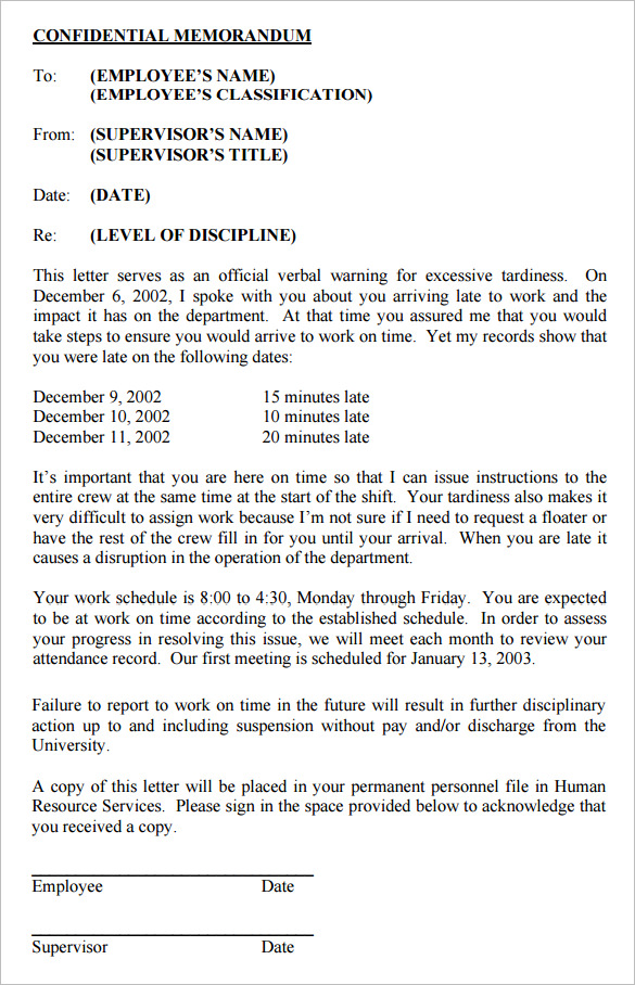 Sample Disciplinary Write Up Letter