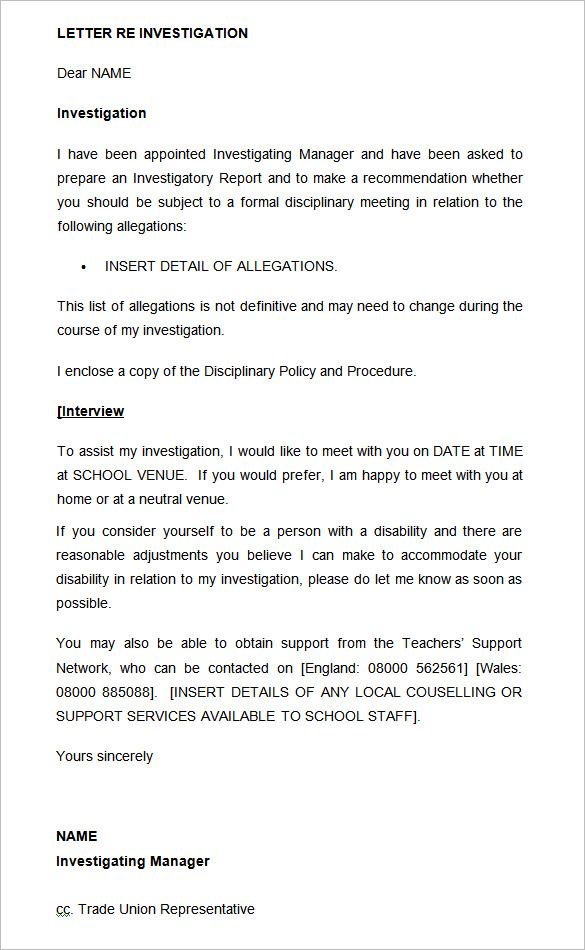 Invite To Grievance Meeting Letter Template Onvacationswall