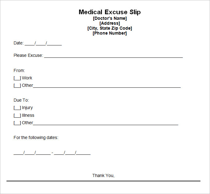 Doctors Excuse Form Printable Printable Forms Free Online