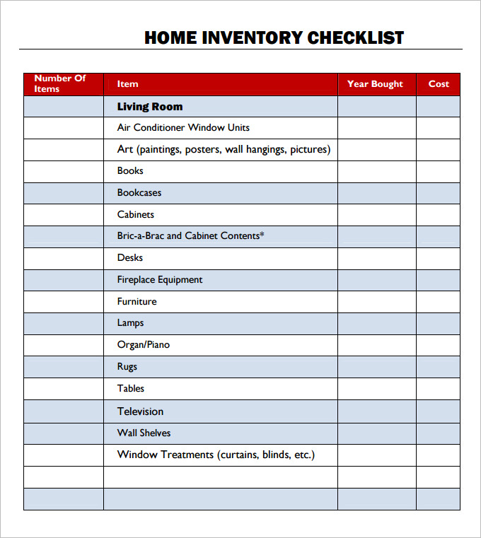 Inventory Checklist Template - 26+ Free Word, Excel, PDF Documents Download