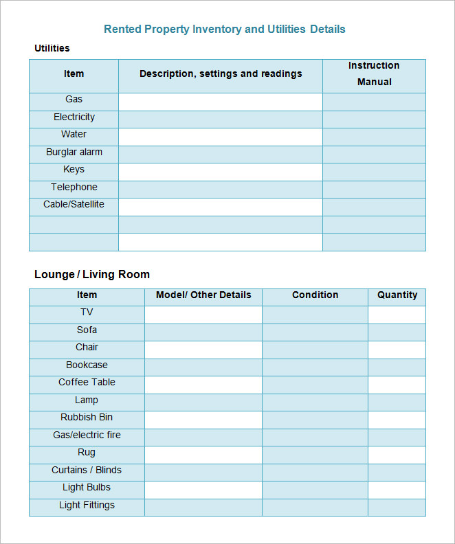 download rented property inventory and utilities template