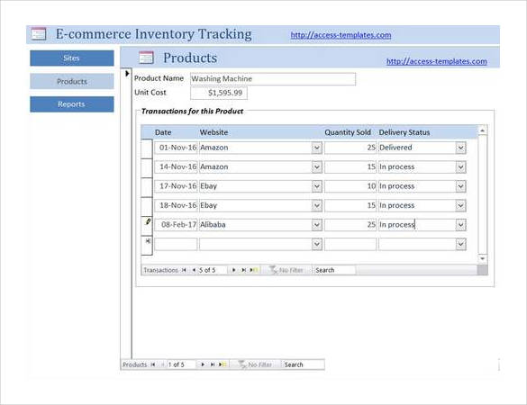 e commerce inventory tracking access database