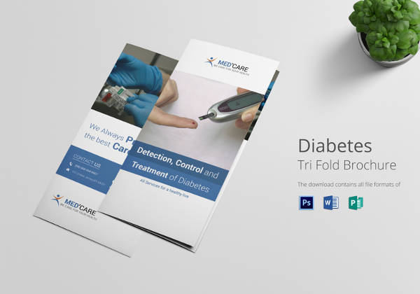 editable diabetes brochure trifold template