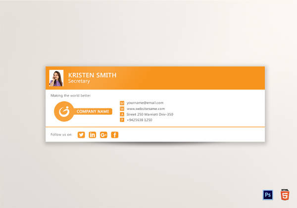 editable outlook email signature in psd