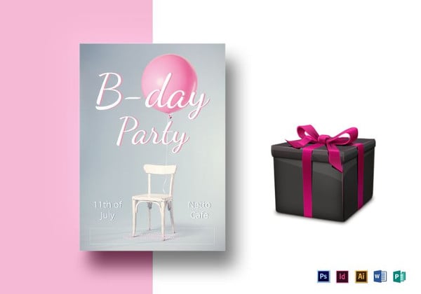 elegant birthday party flyer template