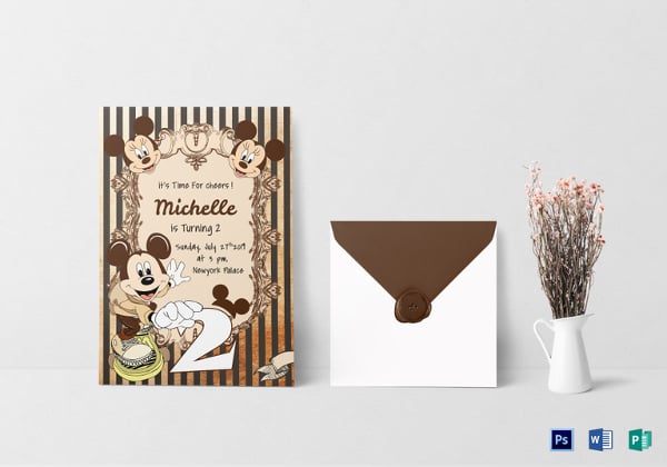 elegant mickey mouse birthday invitation card template