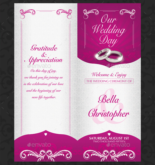 elegant wedding menu template