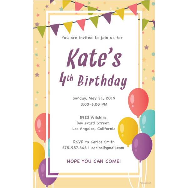 Email Birthday Invitation Template