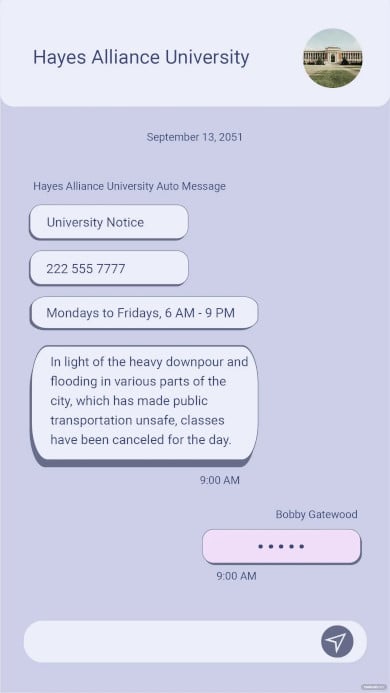 emergency phone message template