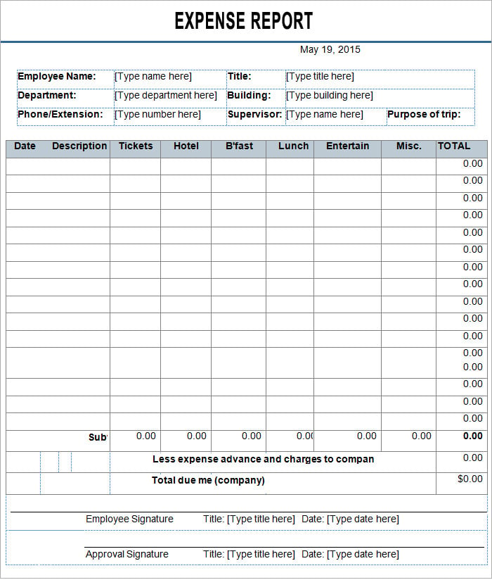 Employee Expense Report Template - 9+ Free Excel, PDF ...