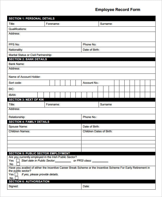 Employee Record Templates 30  Free Word PDF Documents Download Free