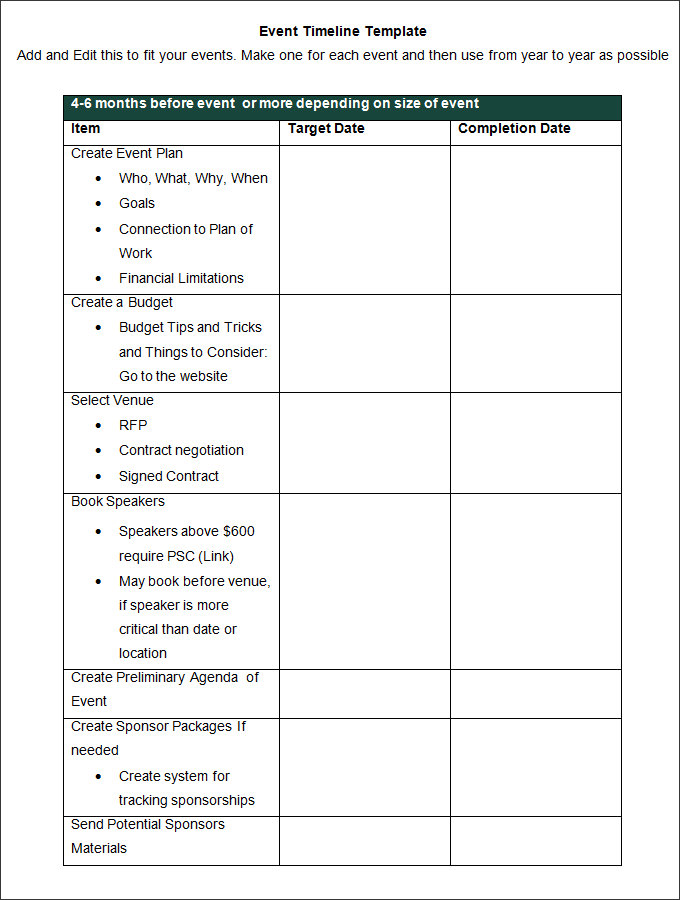 event planning project management template