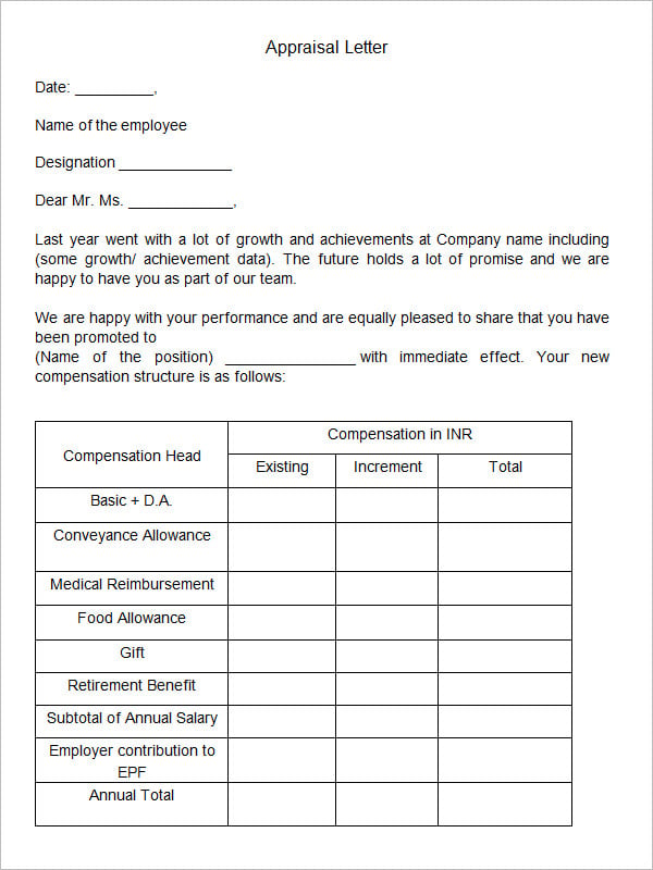 example-appraisal-letter-template