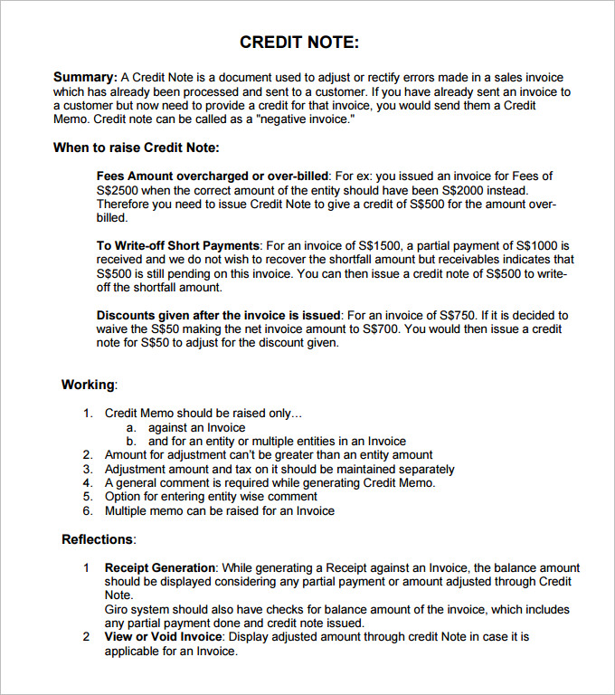 23+ Credit Note Templates - Word, Excel, PDF