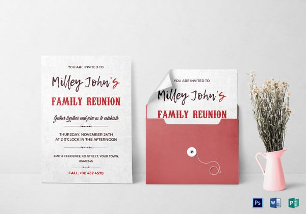 family reunion invitation card psd template