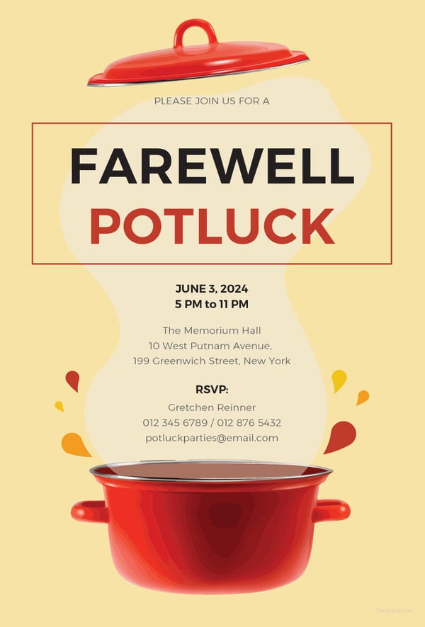 farewell potluck invitation template